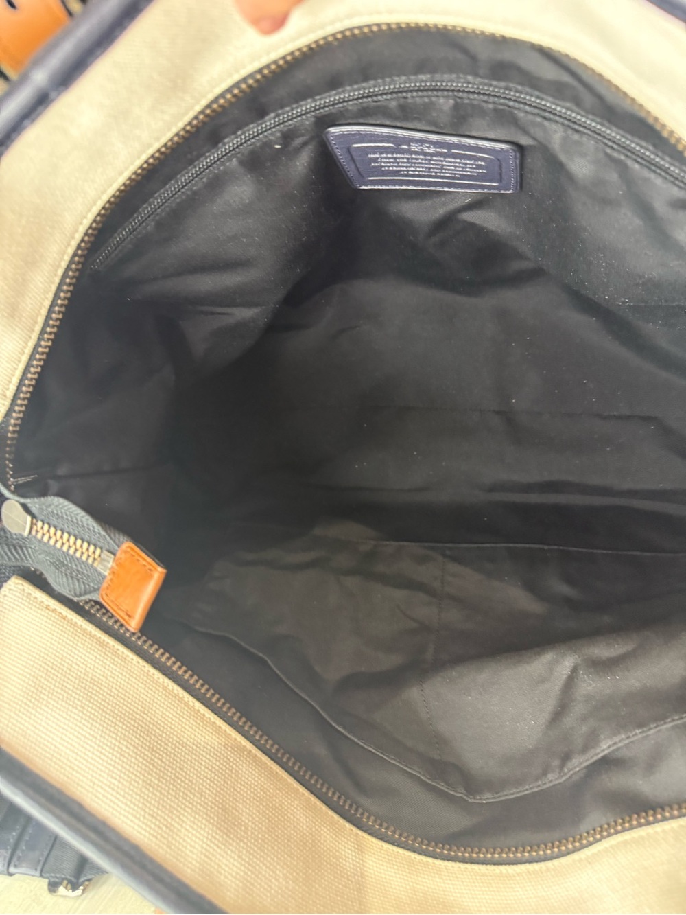 Coach Mercer Canvas Duffel/Tote in Chalk and Navy with Brown Accents- NWOT - Picture 14 of 14